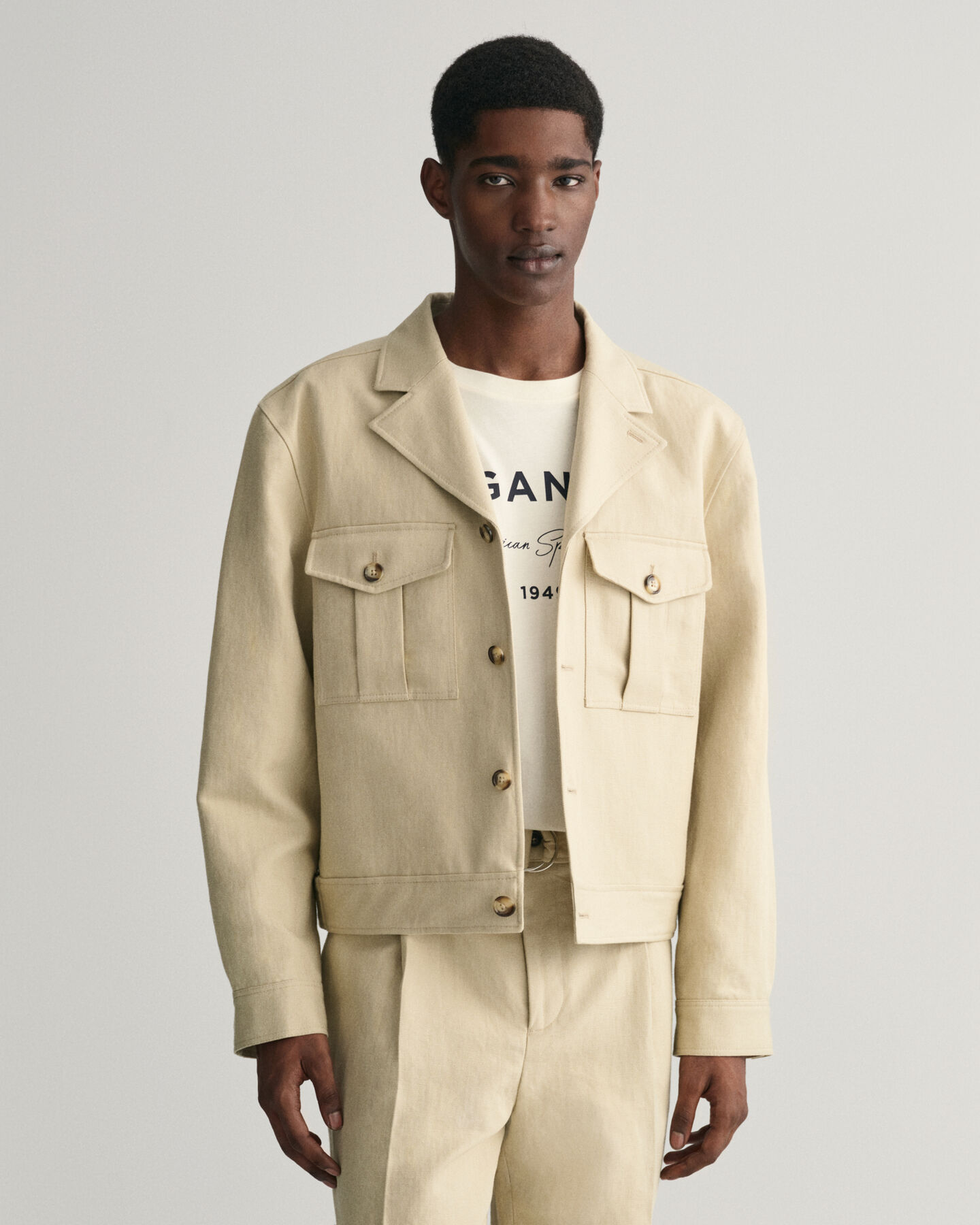 Relaxed Fit Baumwoll Leinen Anzugsakko