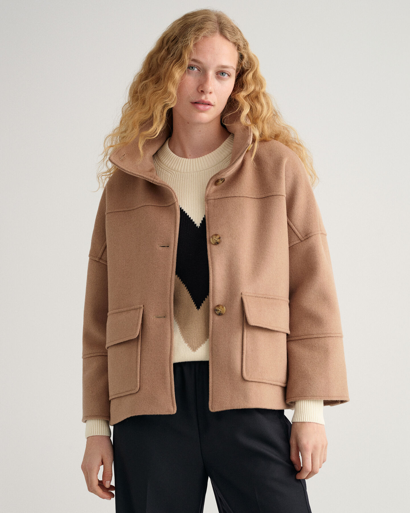 Cropped Jacke aus Wollmischung