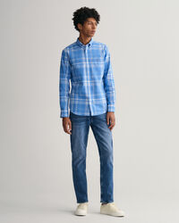 Regular Fit Baumwoll Leinen Hemd mit Karomuster