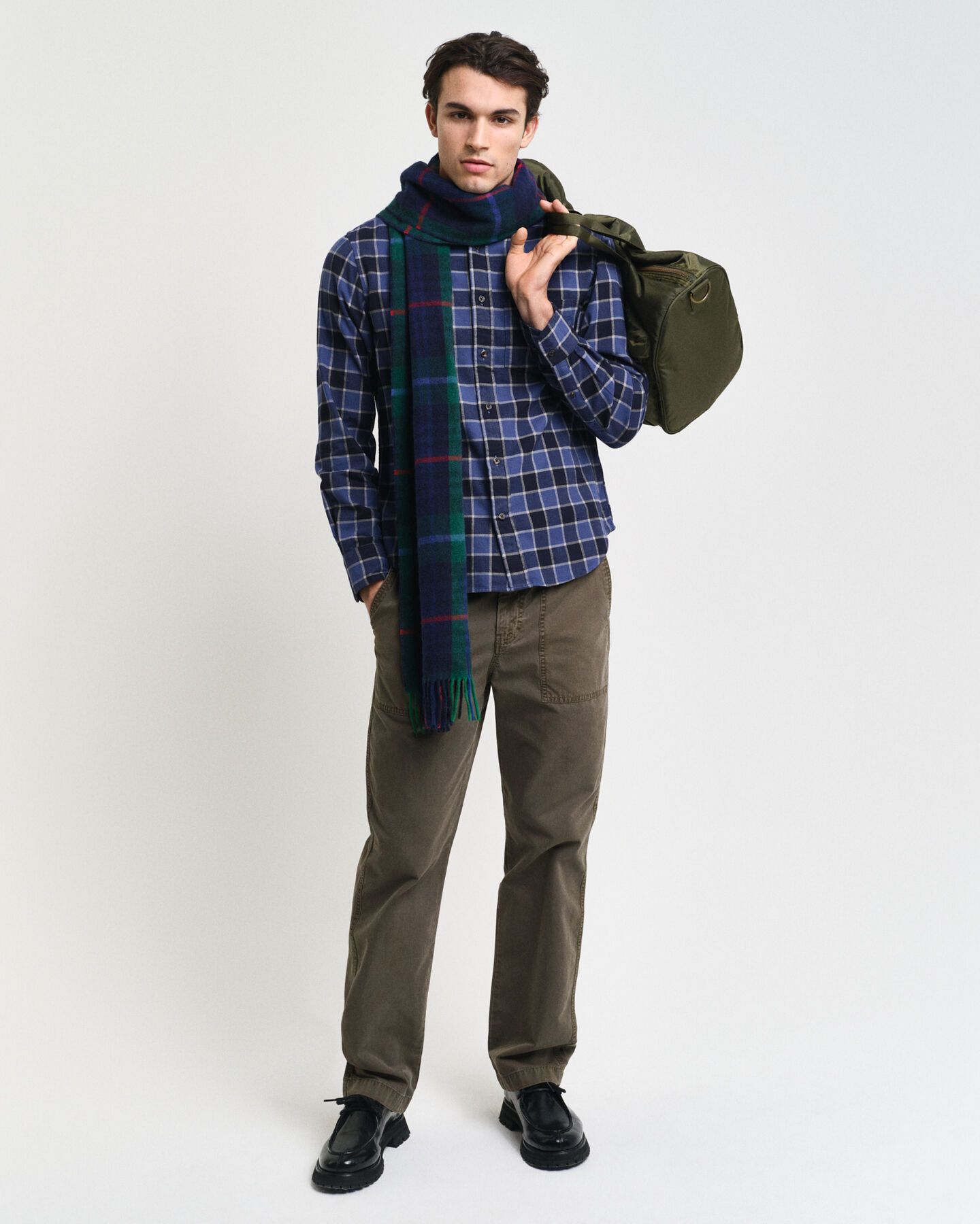 Regular Fit Herringbone Hemd mit Karomuster