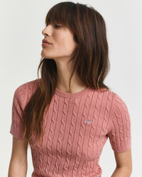 Zopfstrick-Pullover aus Stretch-Baumwolle