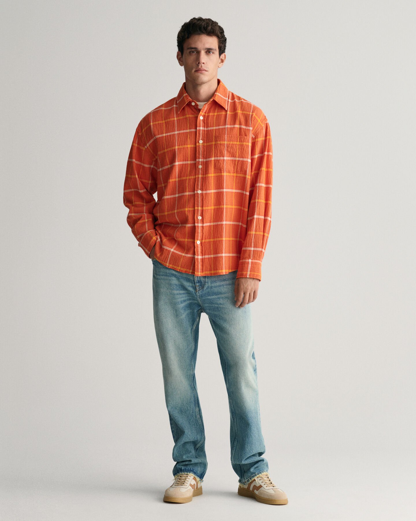 Strukturiertes Oversized Karohemd