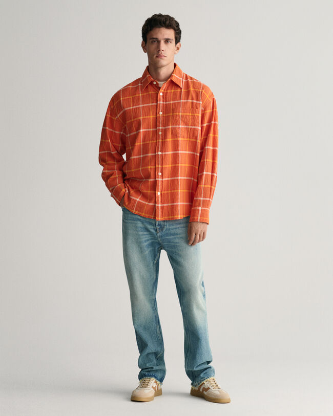 Strukturiertes Oversized Karohemd