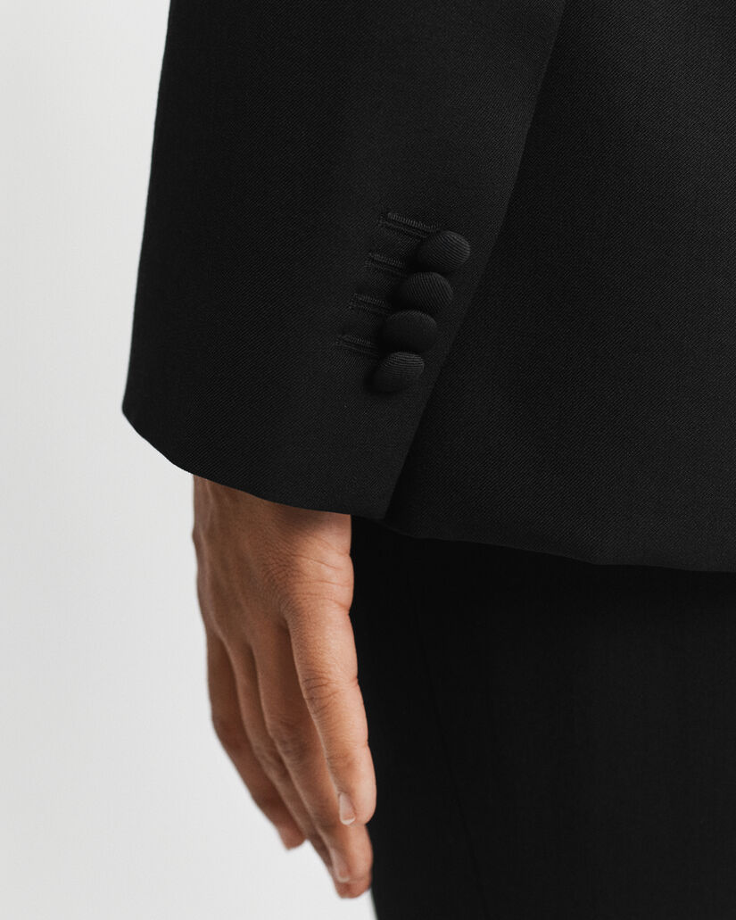 Regular Fit Tuxedo Blazer aus Wollmischung