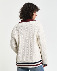 Kontrast Strickjacke mit Zopfmuster