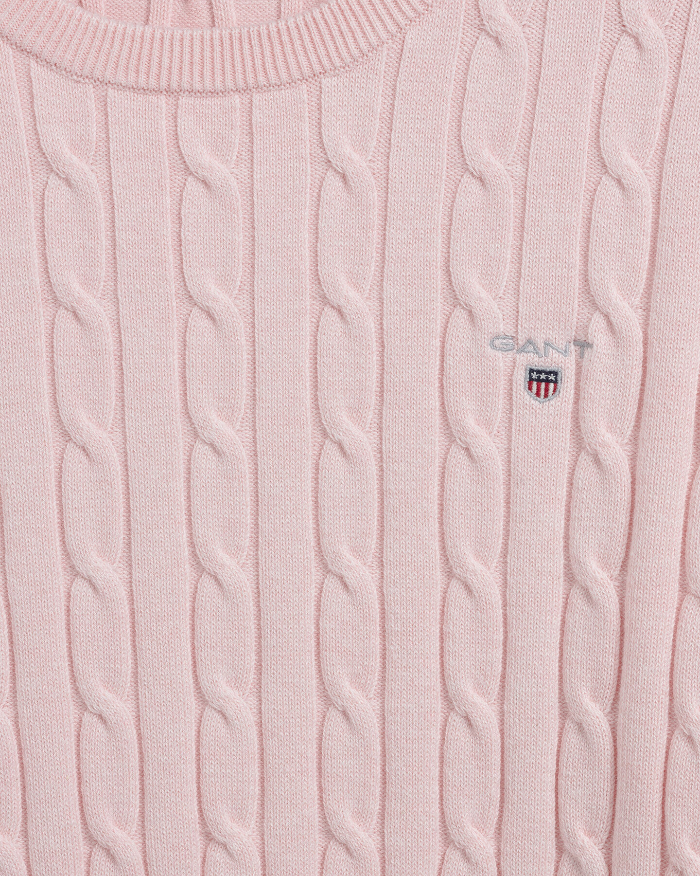 Rundhalspullover aus Stretch-Baumwolle mit Zopfmuster