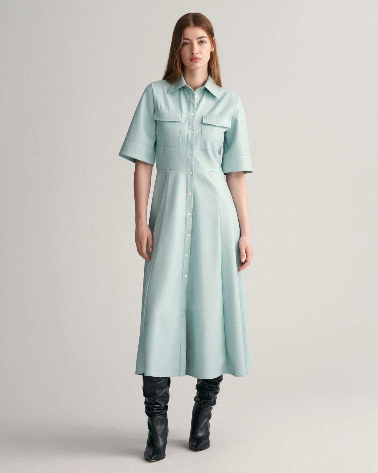 Hemdblusenkleid aus Kunstleder