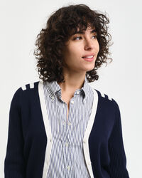 V-Neck Strickjacke mit Kontrastdetail