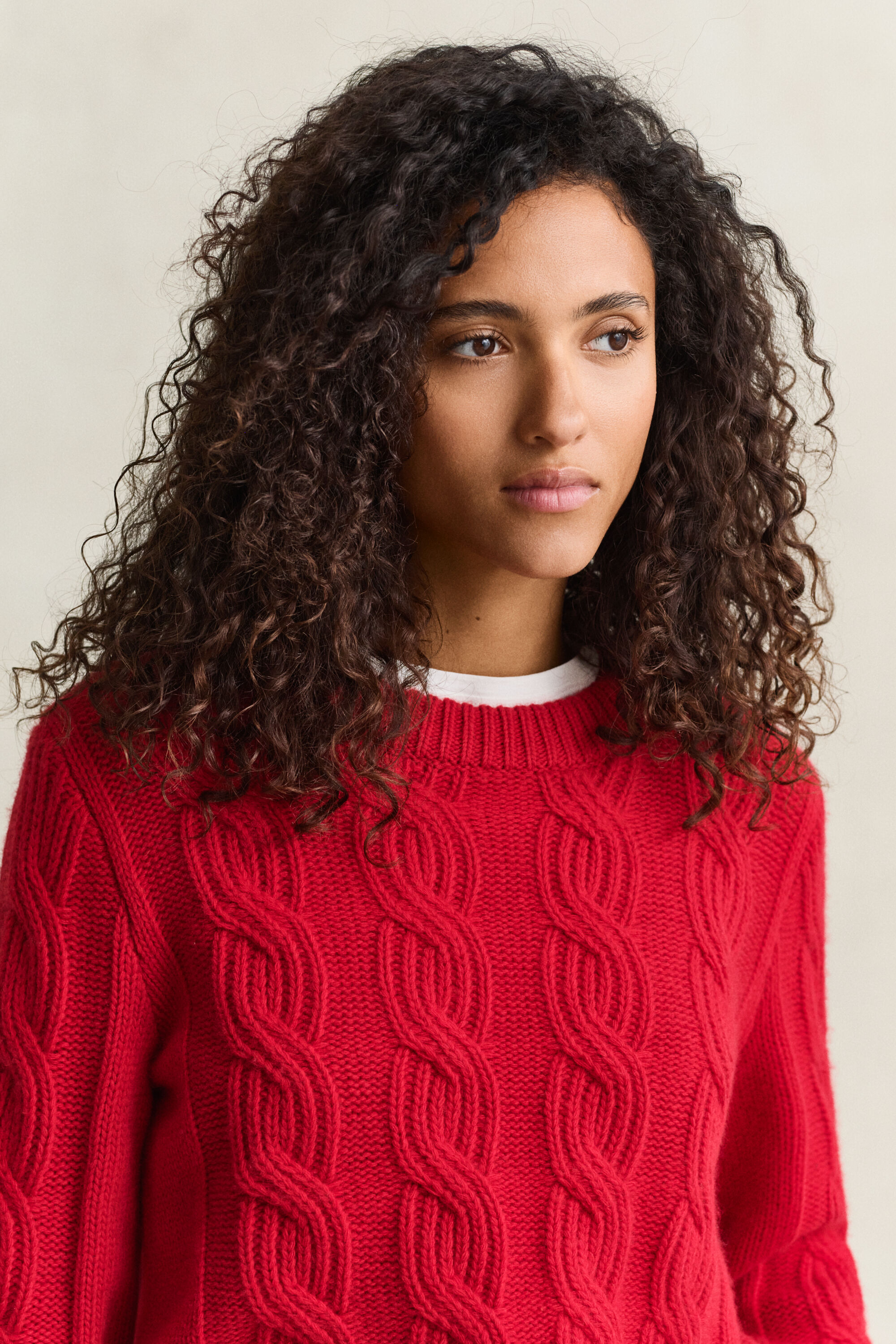 Zopfstrickpullover aus Wollmix