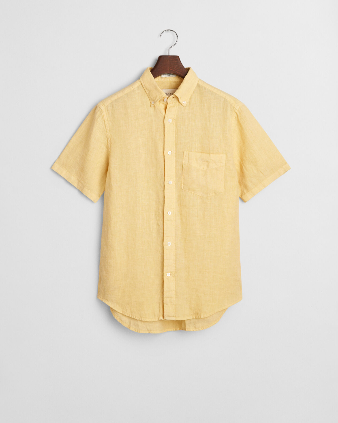 St&uuml;ckgef&auml;rbtes Regular Fit Leinen Kurzarmhemd