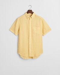 St&uuml;ckgef&auml;rbtes Regular Fit Leinen Kurzarmhemd