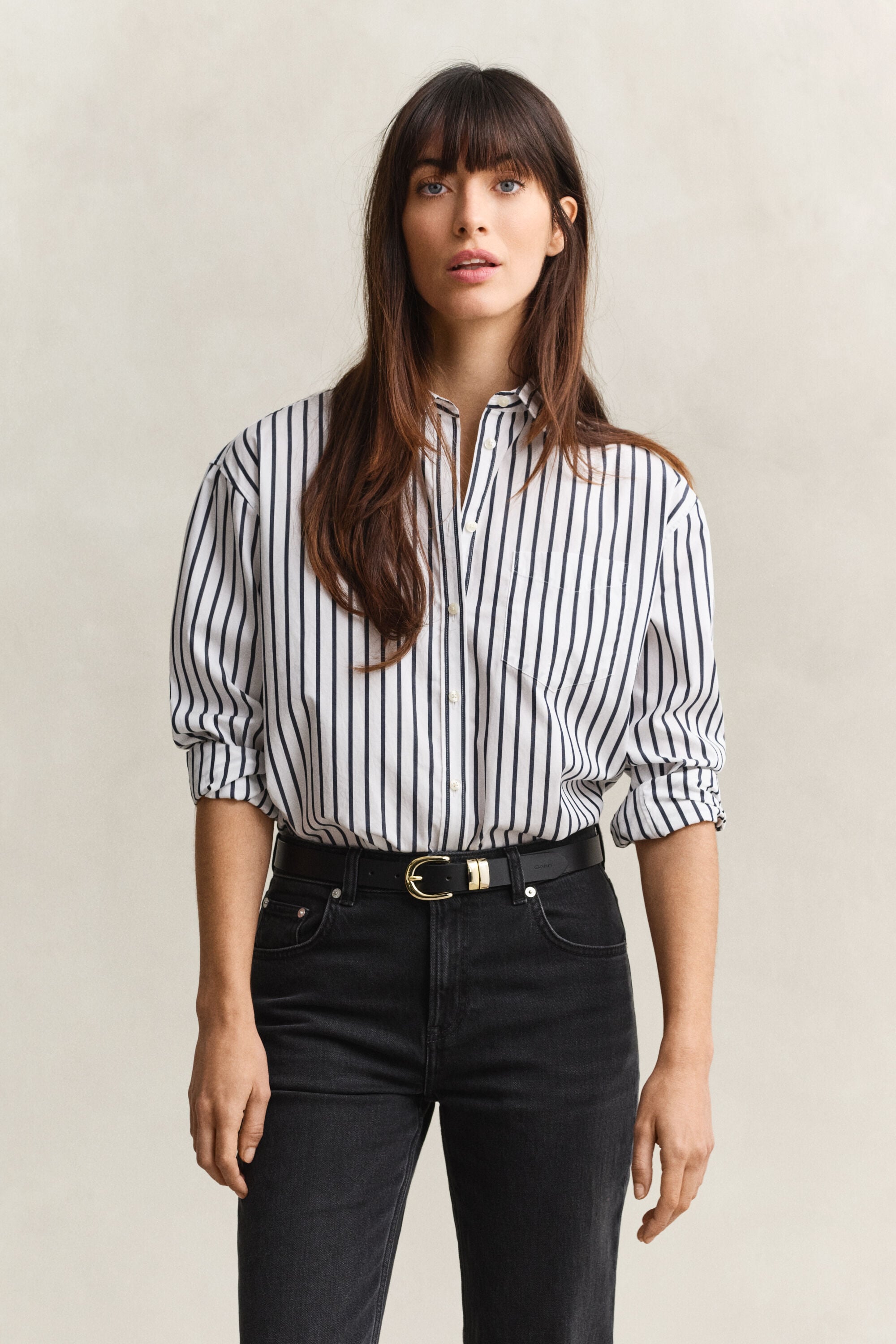 Relaxed Fit Classic Popeline-Bluse mit Streifen