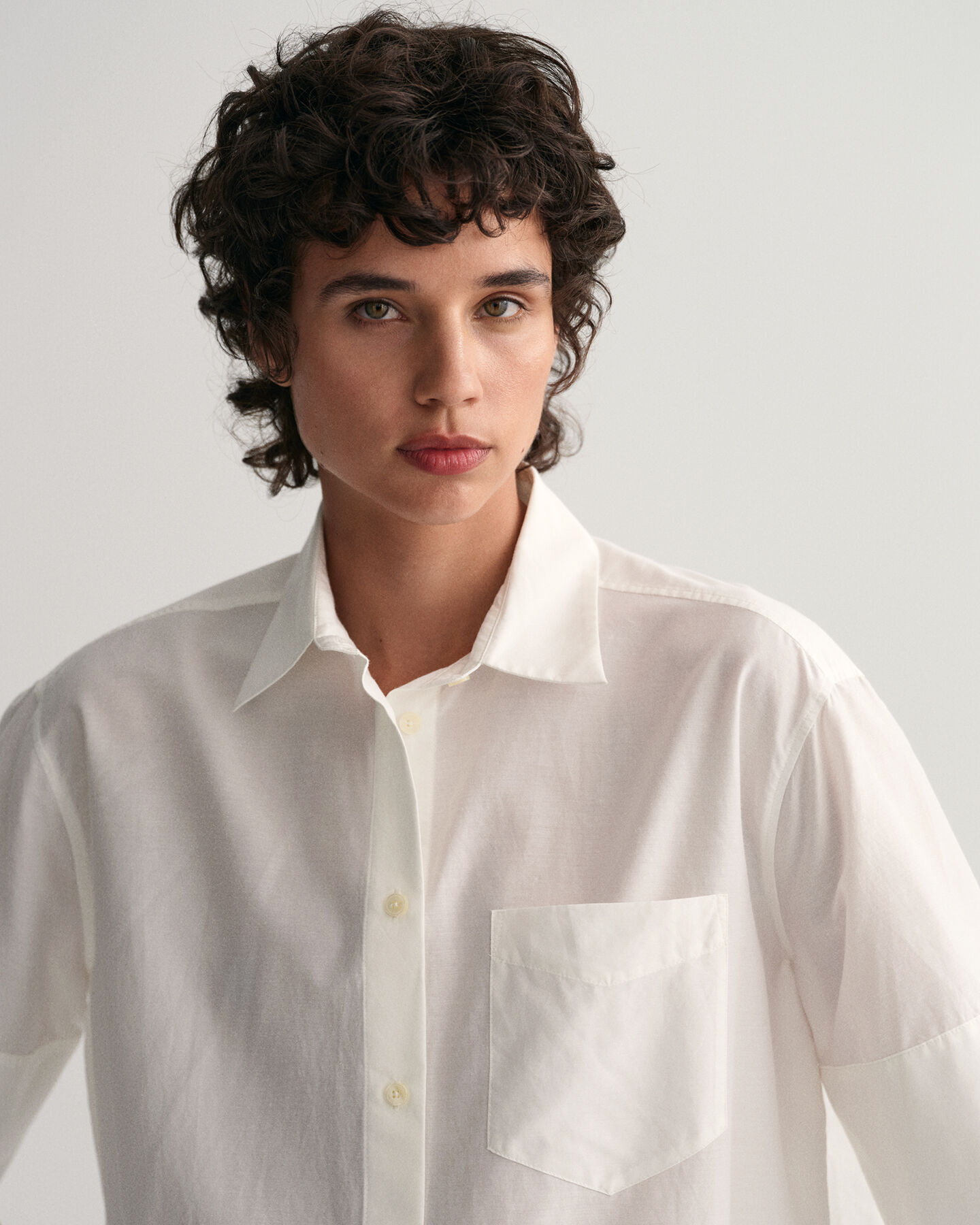 Relaxed Fit Baumwoll Seiden Kurzarmbluse