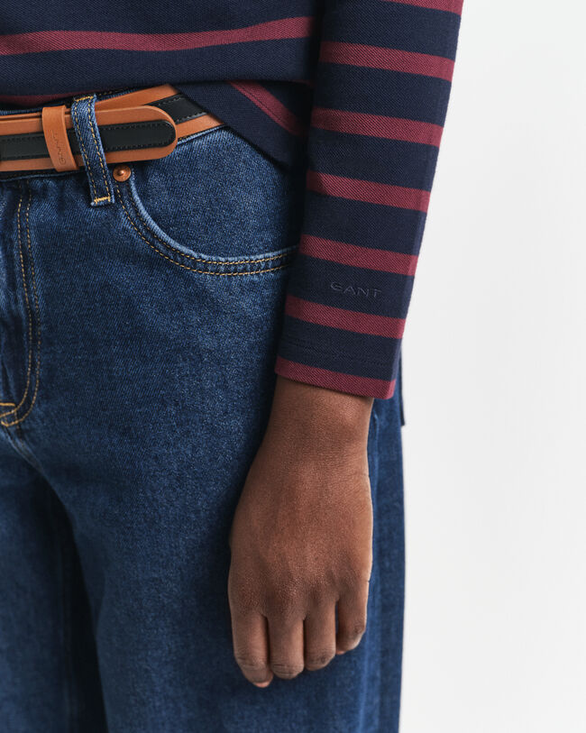 Breton Striped Piqué Langarm-Poloshirt