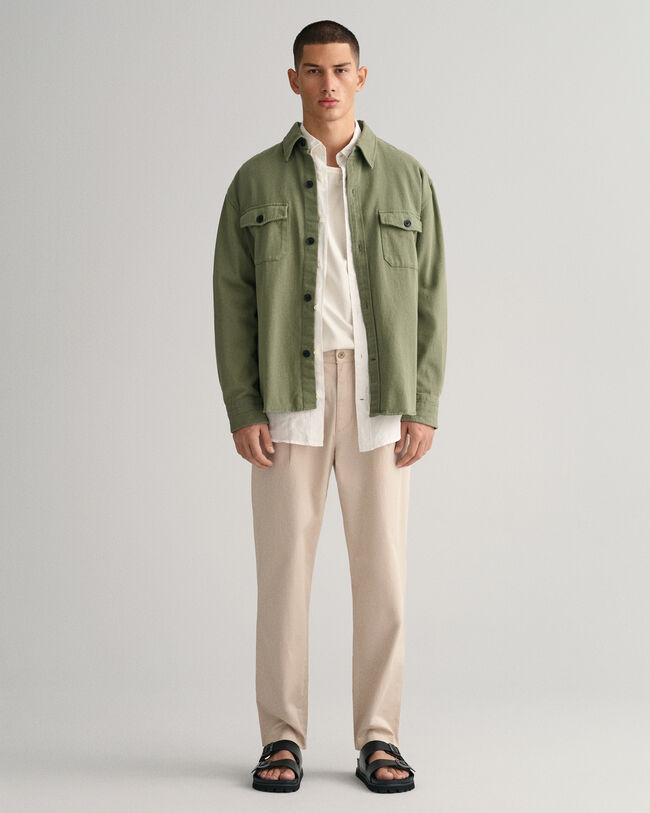 Slim Fit Twill-Chinohose mit Falten