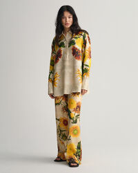 Popover Seidenbluse mit Sonnenblumen-Print