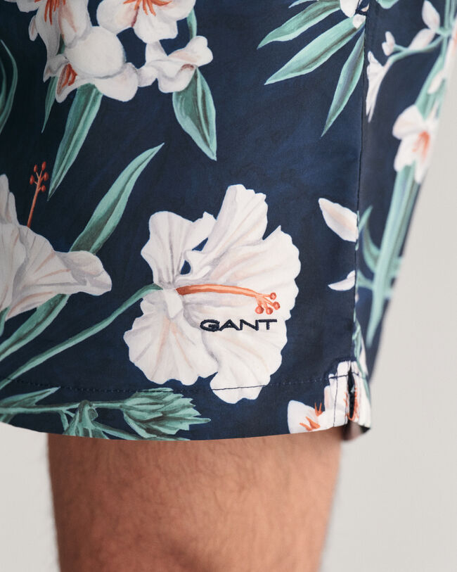 Badeshorts mit Oleander-Print