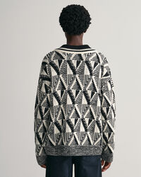 Geometric V-Neck Pullover mit Muster