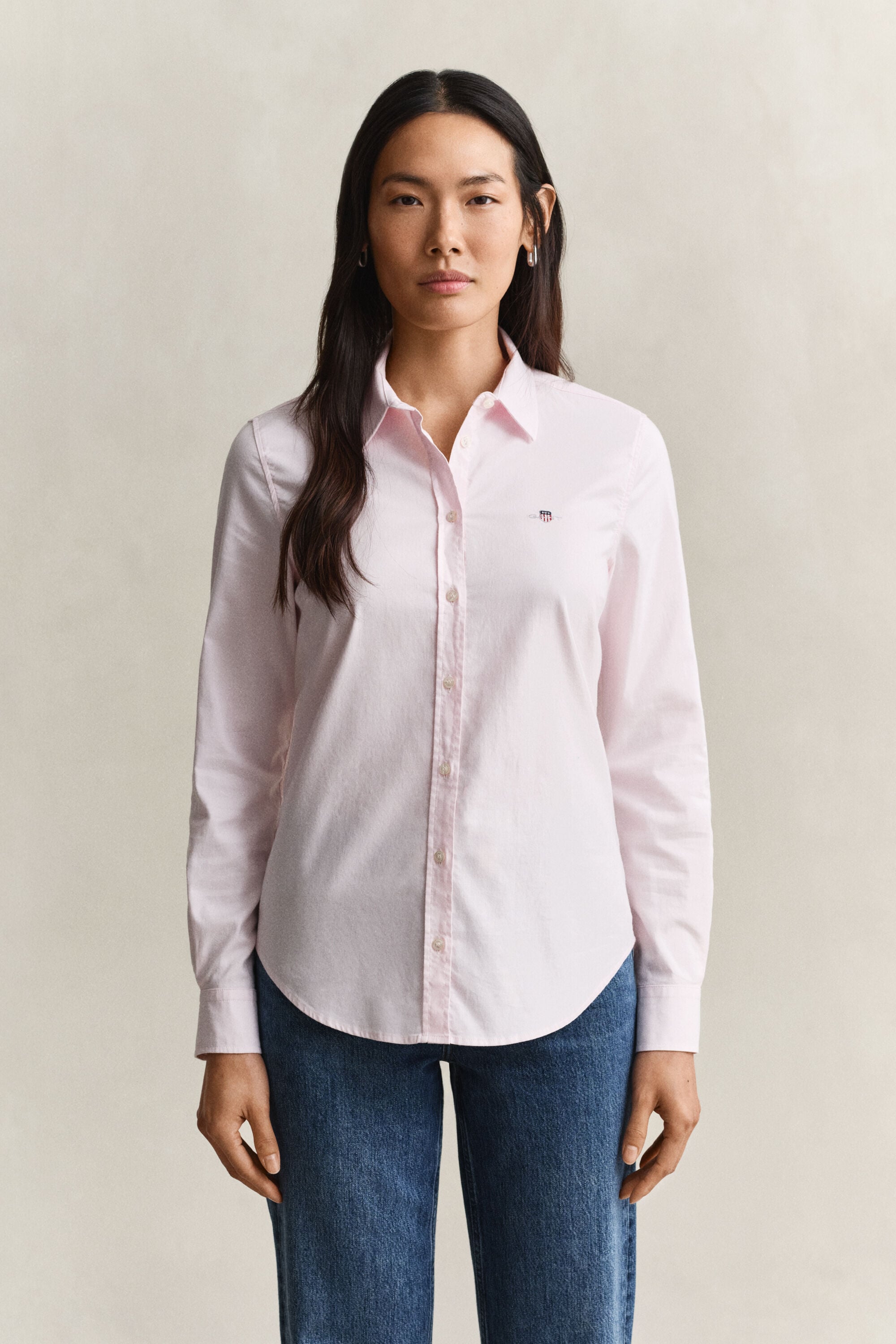 Classic Slim Fit Oxford-Bluse mit Stretch