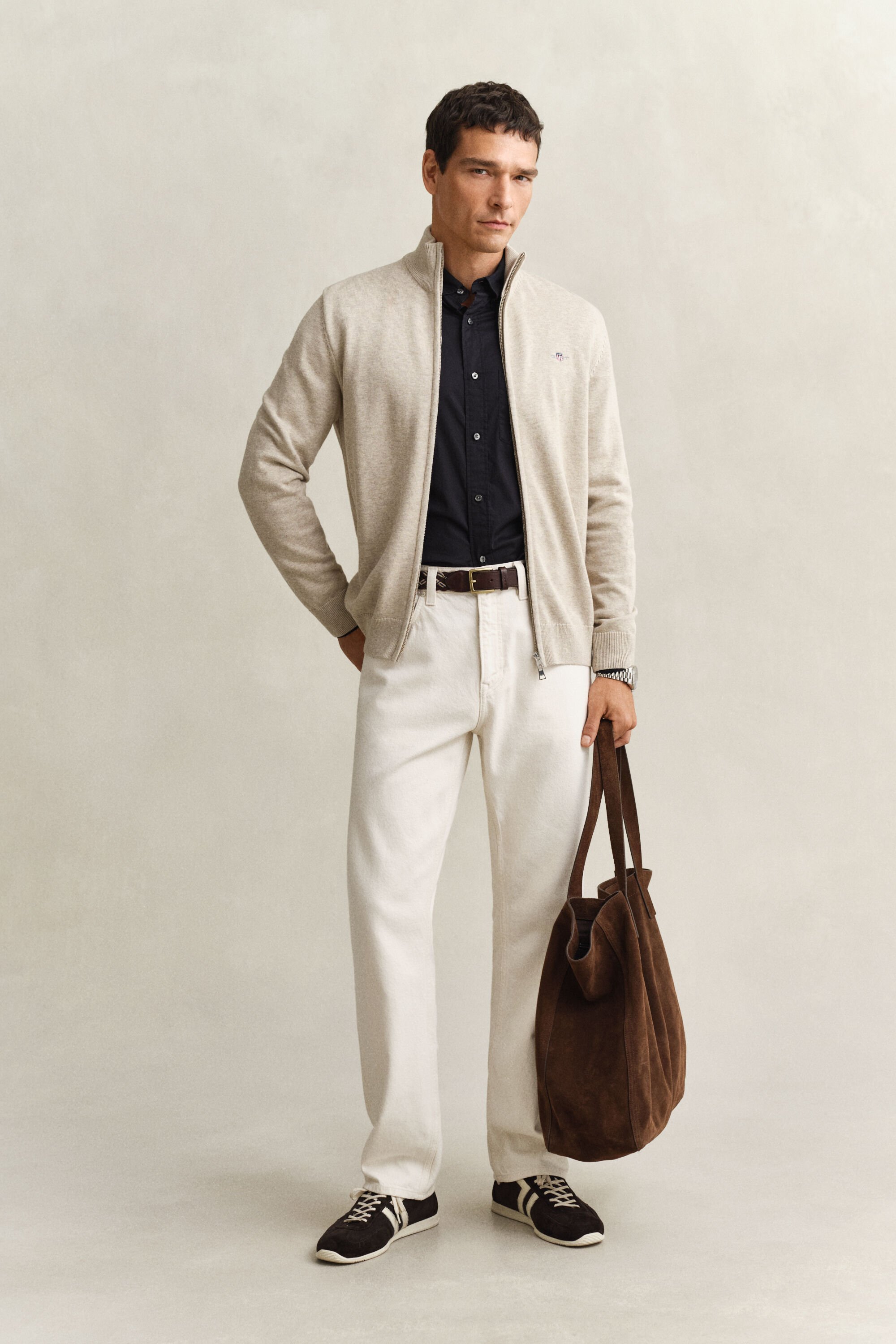 Casual Cotton Strickjacke mit Reißverschluss