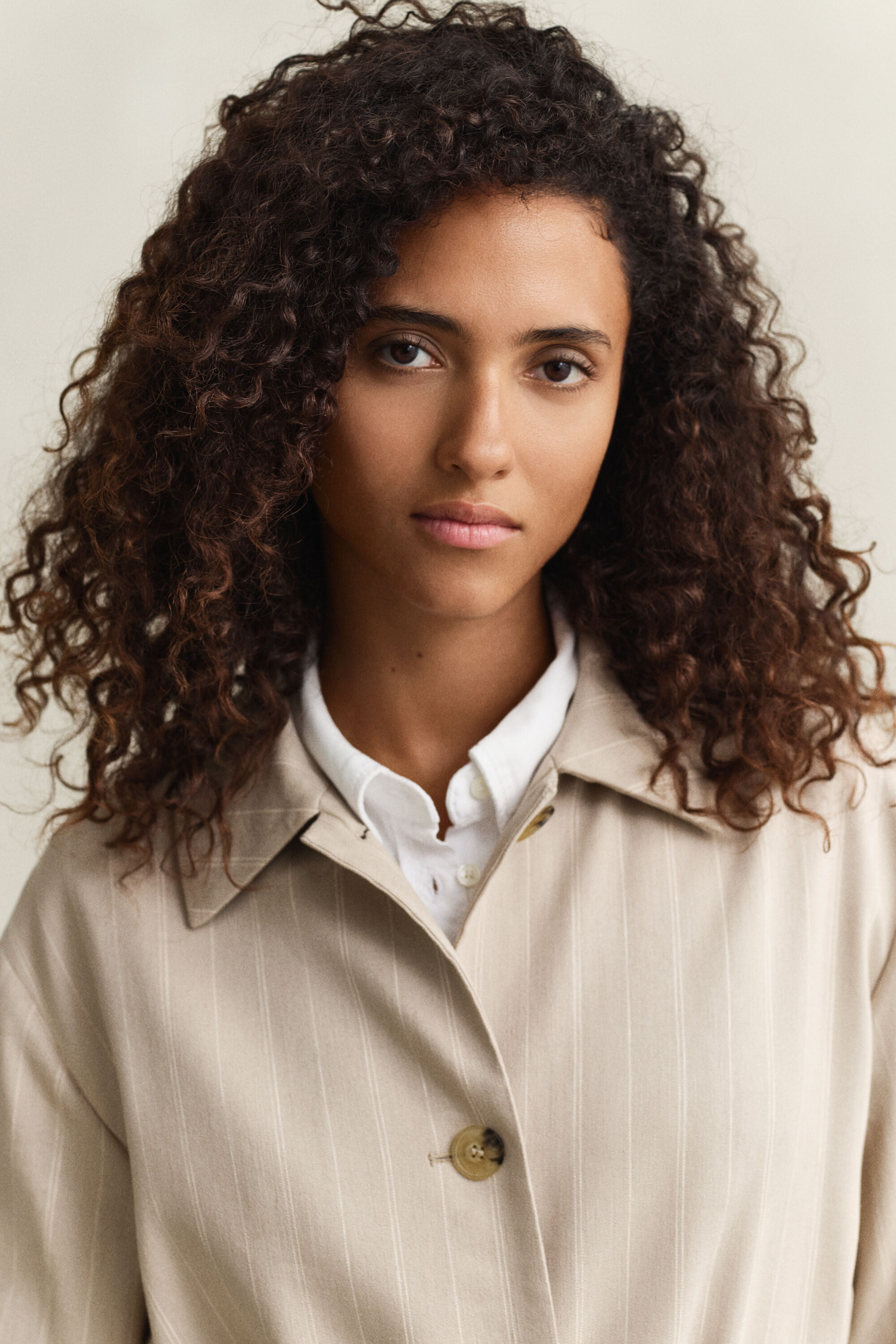 Pinstripe Mantel aus Leinenmix