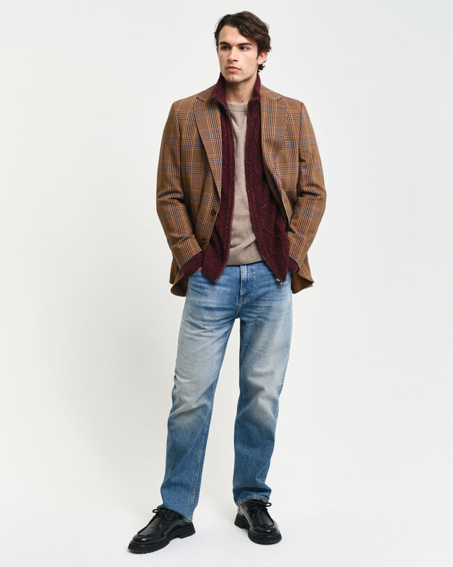 Zopfmuster Strickjacke mit Reißverschluss