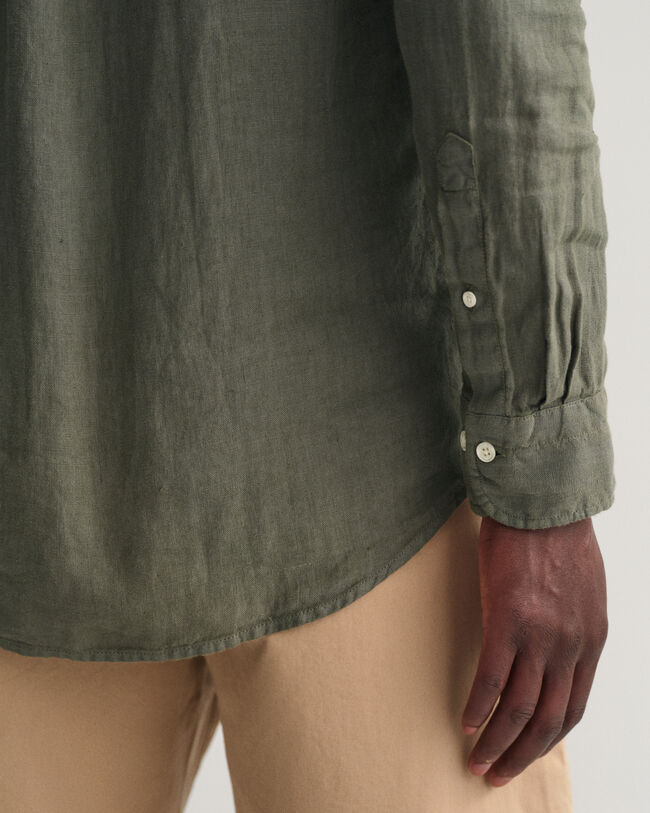 St&uuml;ckgef&auml;rbtes Regular Fit Leinen Hemd