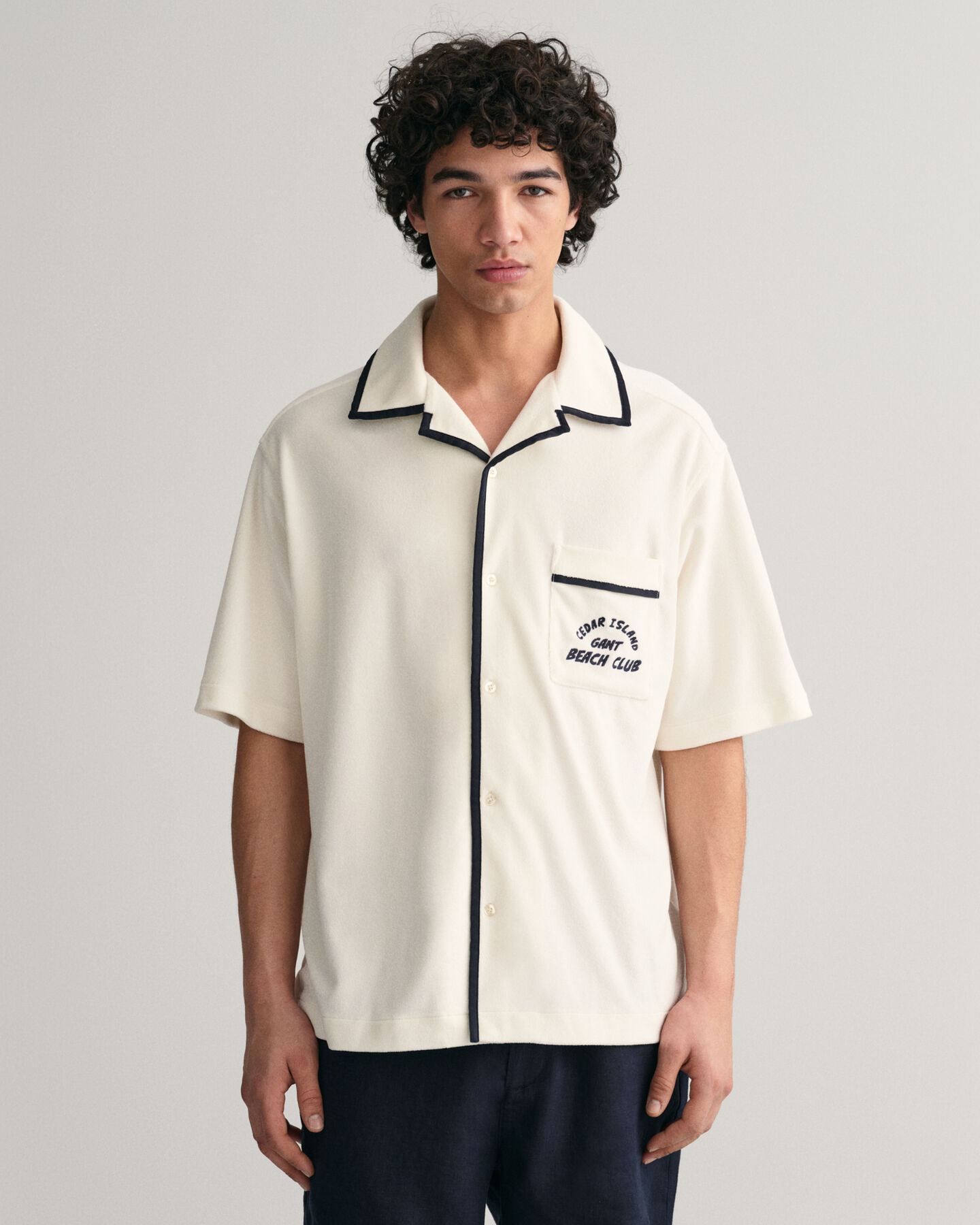 Relaxed Fit Terry Cloth Kurzarmhemd