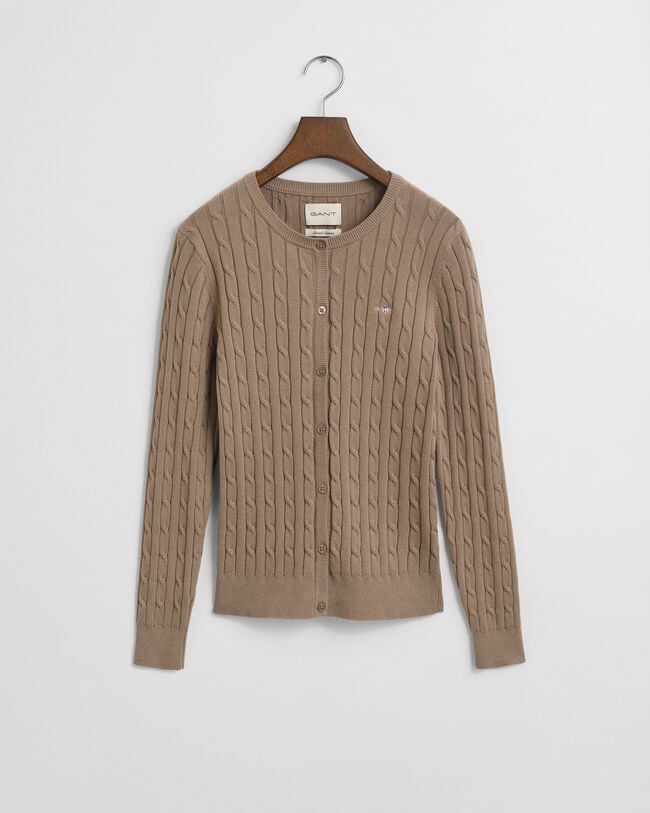 Strickjacke aus Stretch-Baumwolle mit Zopfmuster