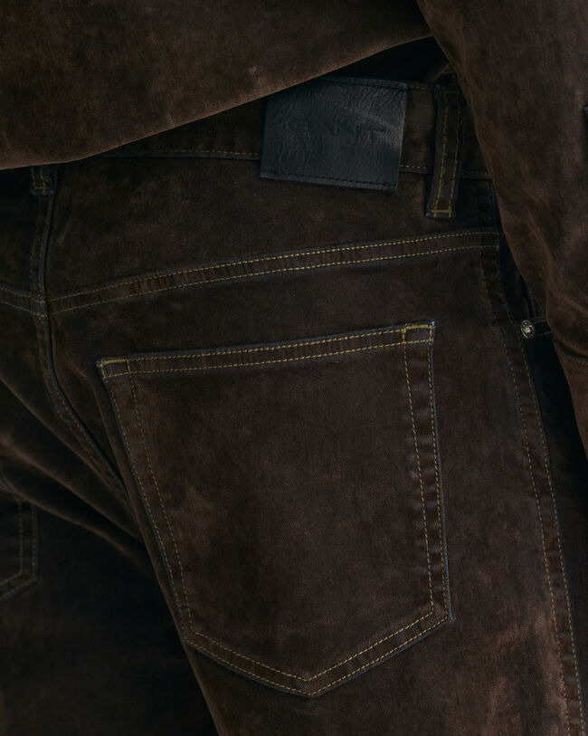 Relaxed Fit Flocked Samt Jeans