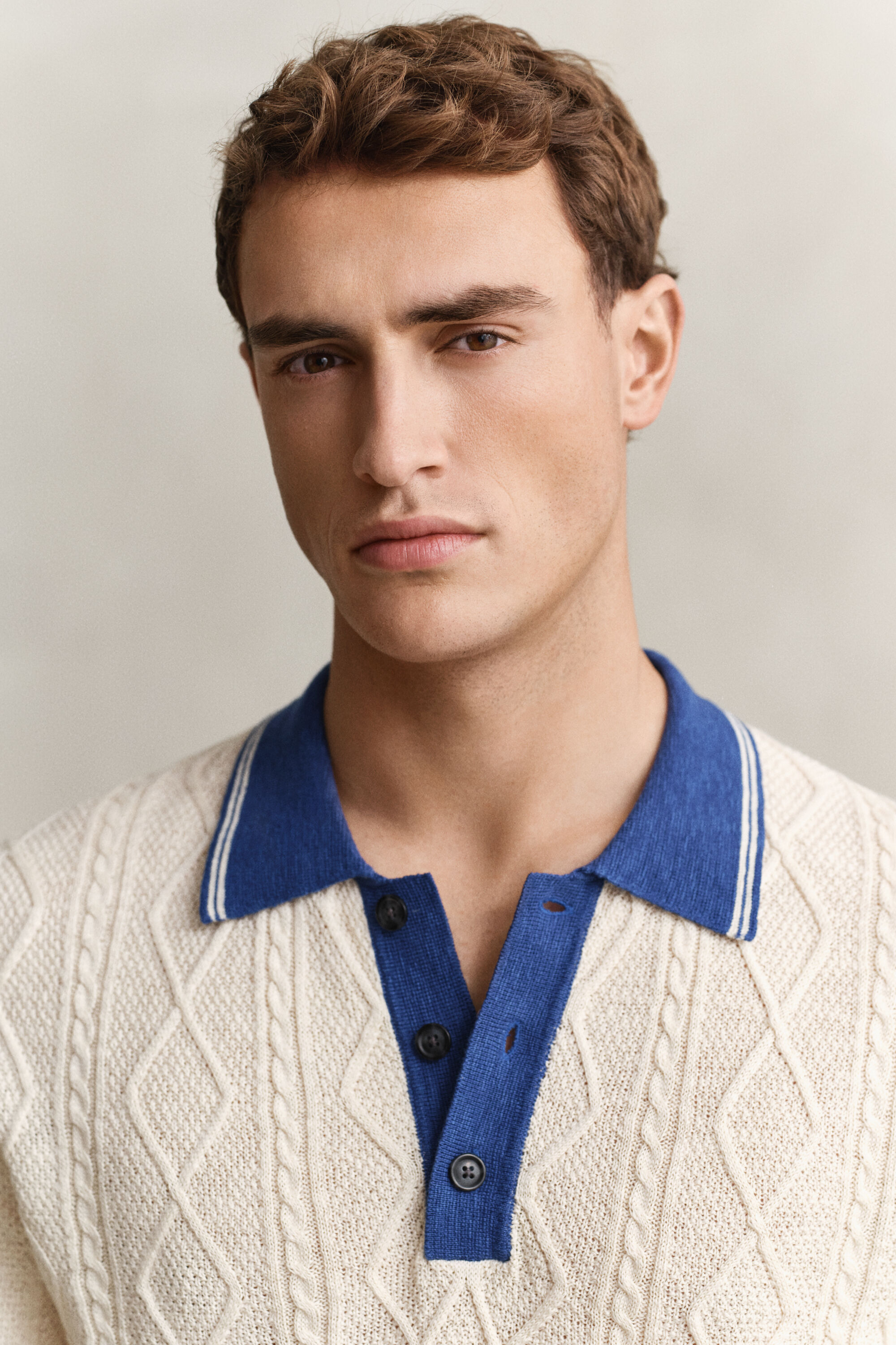 Zopfstrick Polopullover