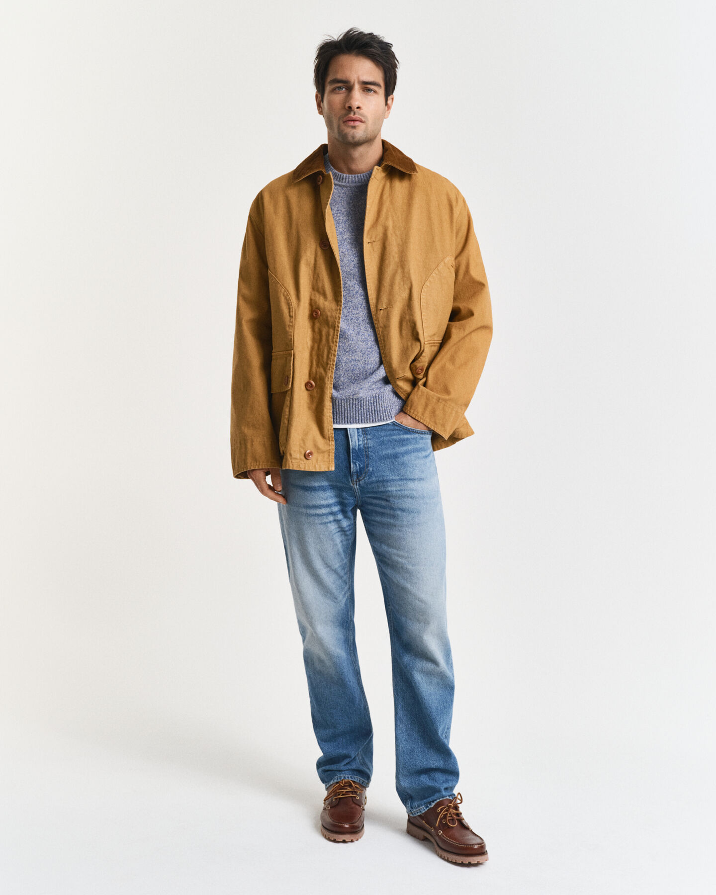 Mouliné Rundhalspullover aus Wollmix