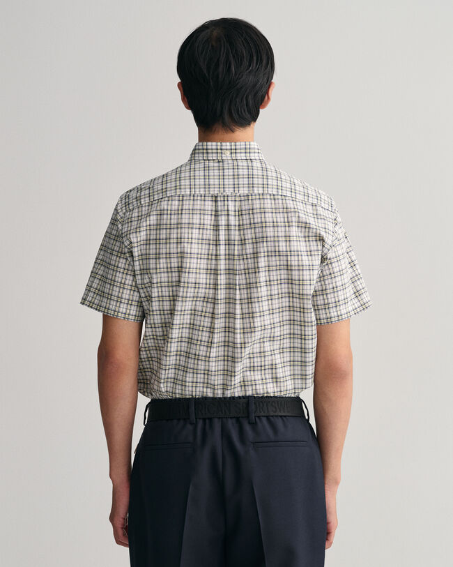 Regular Fit Popeline Kurzarmhemd mit Mini-Karomuster