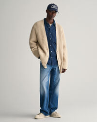 Gerippte Bouclé Strickjacke