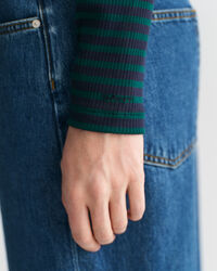 Geripptes Langarm-Rollkragenshirt mit Streifen