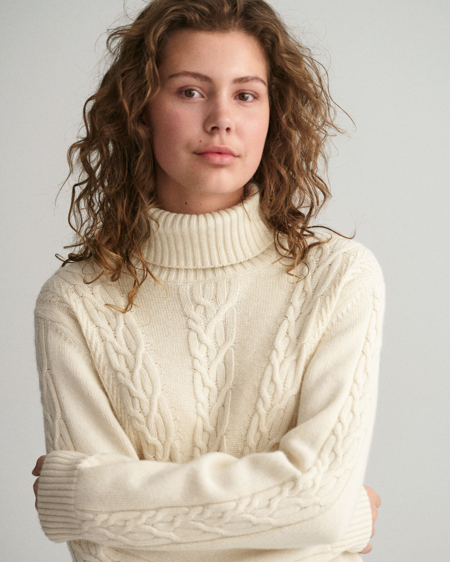 Teen Girls Rollkragenpullover mit Zopfmuster
