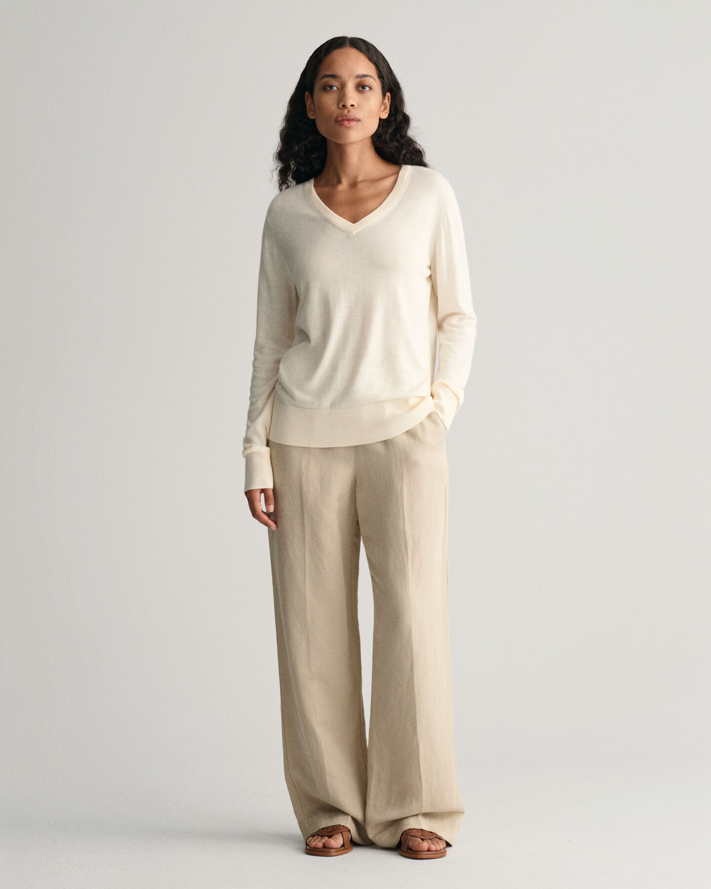 Feinstrick V-Neck Pullover