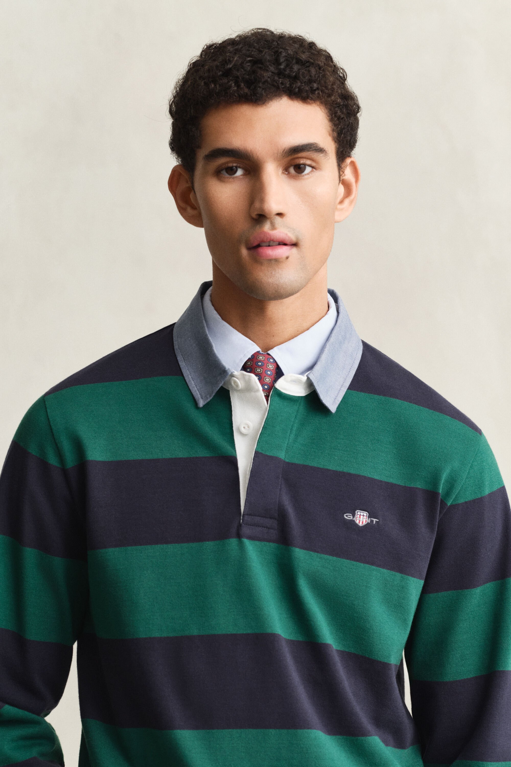 Gestreiftes Heavy Rugger mit Chambray-Kragen