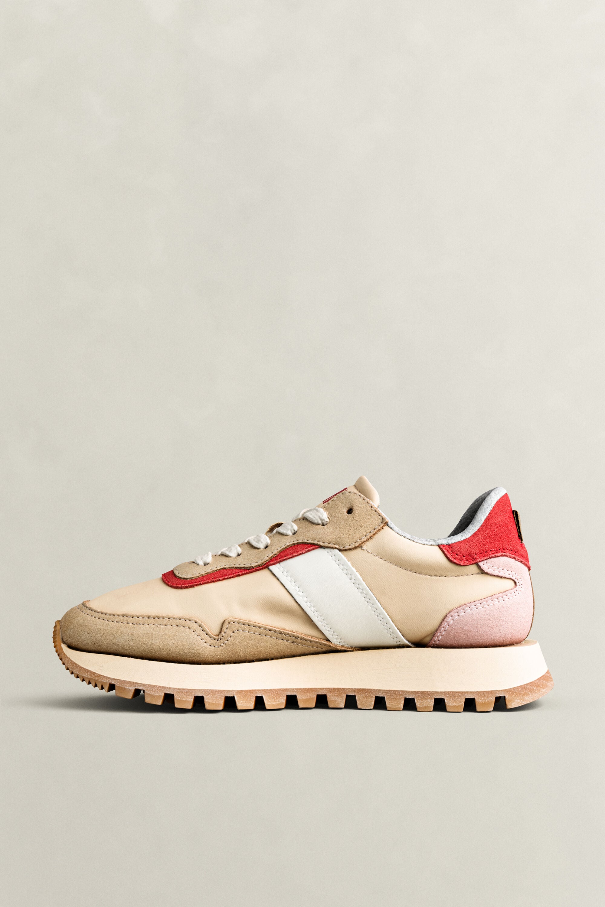 Caffay Suede Nylon Sneakers — FADED BEIGE