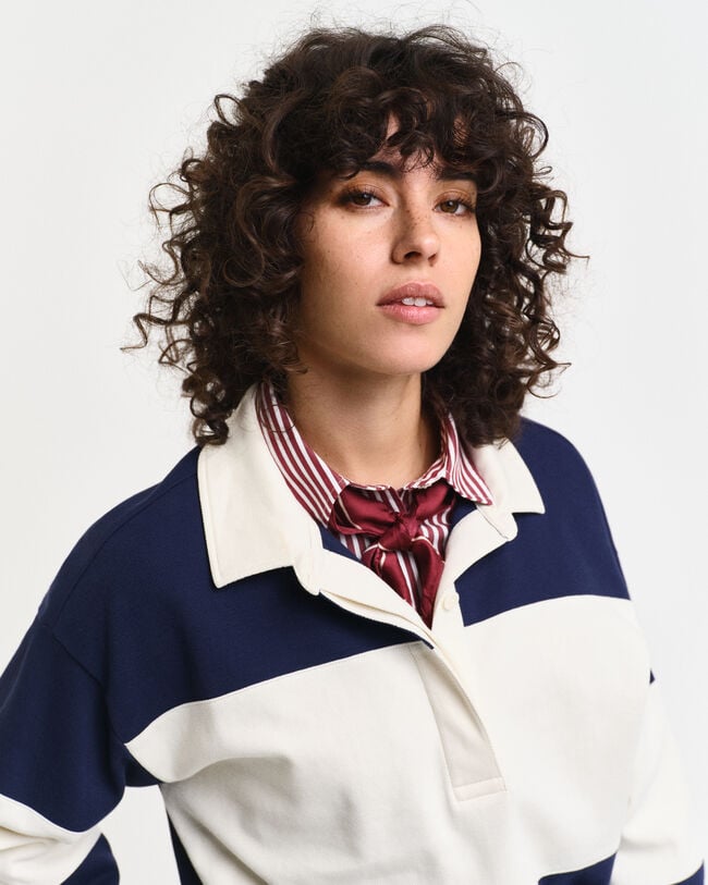 Color Blocked Rugger mit Piquéstruktur