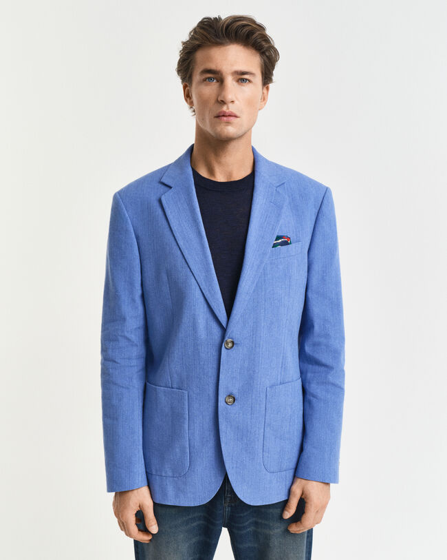 Slim Fit Baumwoll Leinen Anzugsakko