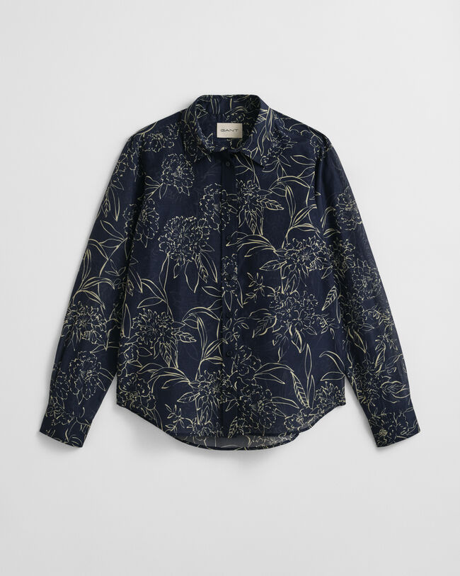 Regular Fit Bluse aus Baumwolle und Seide mit Blumen-Print