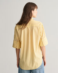 Gestreifte Relaxed Fit Luxury Oxford Kurzarmbluse