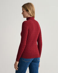 Rollkragenpullover aus Stretch-Baumwolle mit Zopfmuster