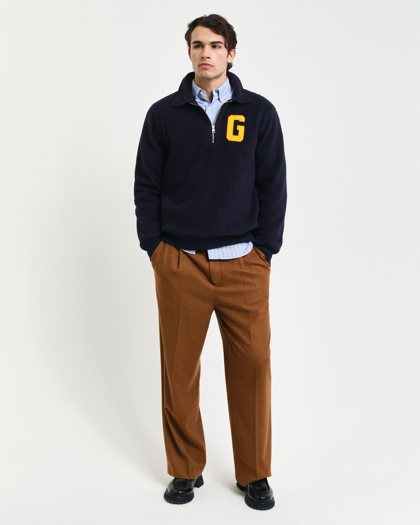 Graphic Fleeceshirt mit halblangem Reißverschluss