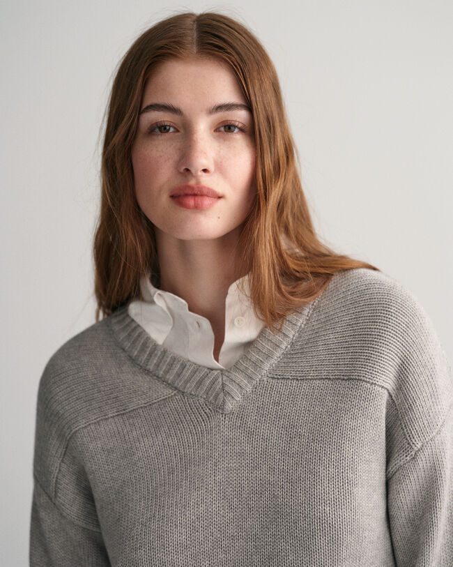 Verk&uuml;rzter V-Neck Pullover