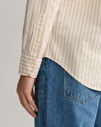 Regular Fit Baumwoll Leinen Hemd mit Streifen