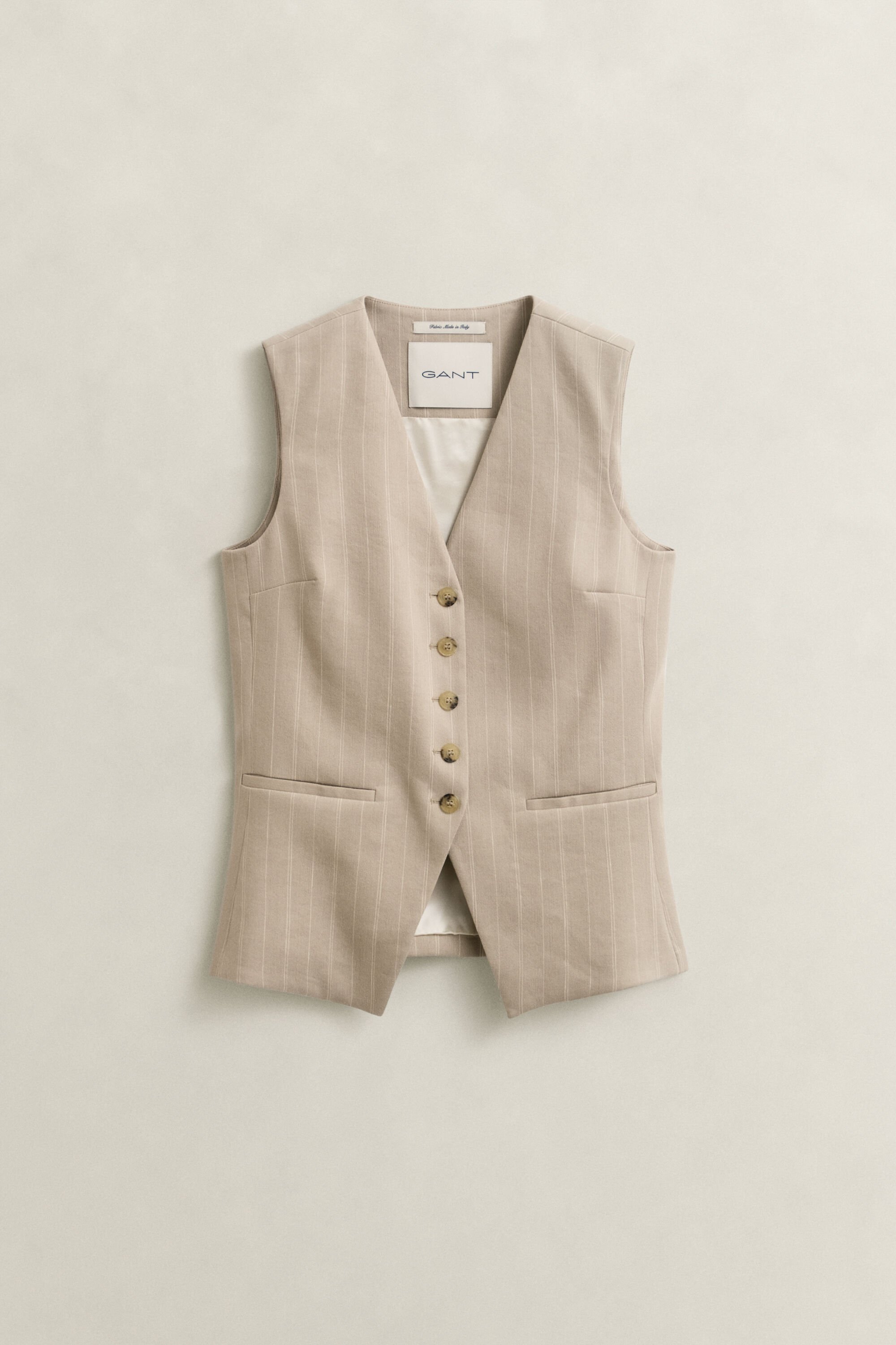 Pinstripe Weste aus Leinenmix