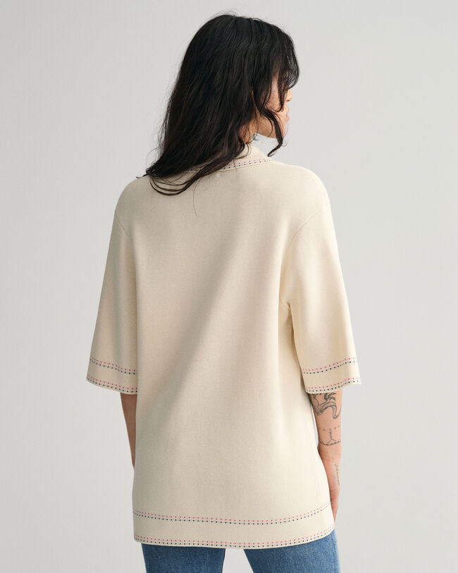 Gestrickter Kurzarm-Polopullover