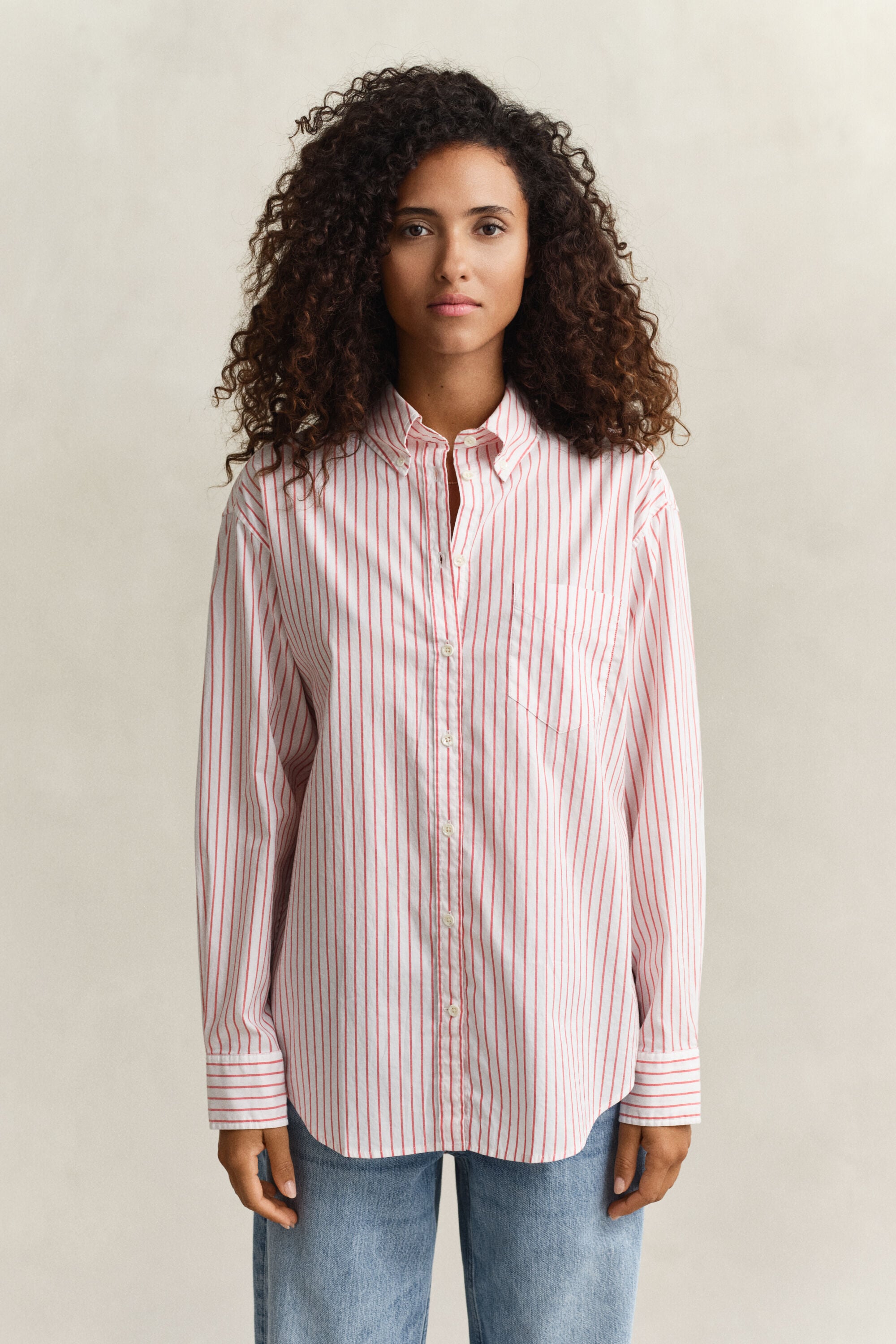 Luxury Oxford-Bluse mit Streifen
